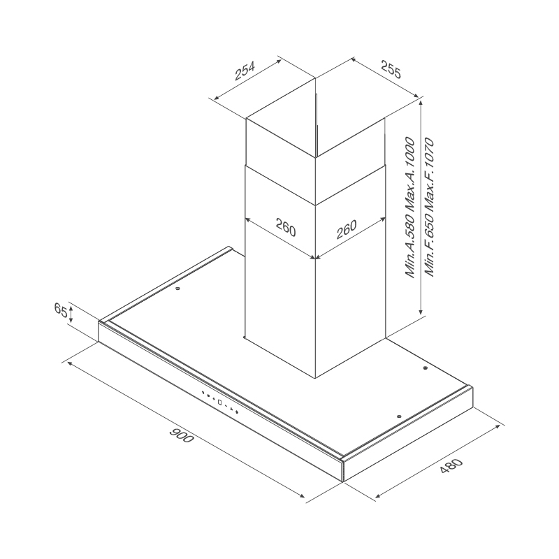 MÁY HÚT MÙI ÁP TƯỜNG MALLOCA SKYLIGHT F213 7 MÁY HÚT MÙI ÁP TƯỜNG MALLOCA SKYLIGHT F213