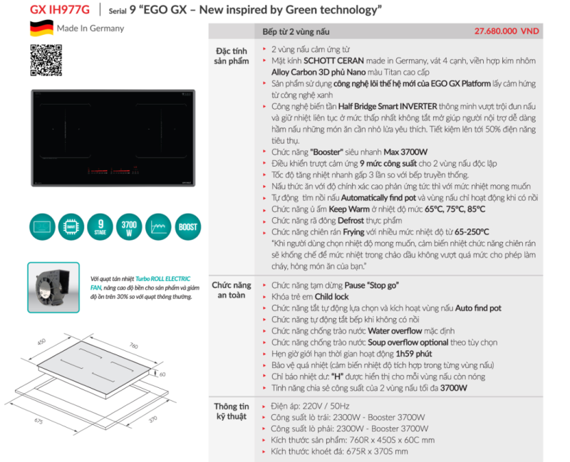 Bếp từ GrandX GX IH977G 7 Bếp từ GrandX GX IH977G
