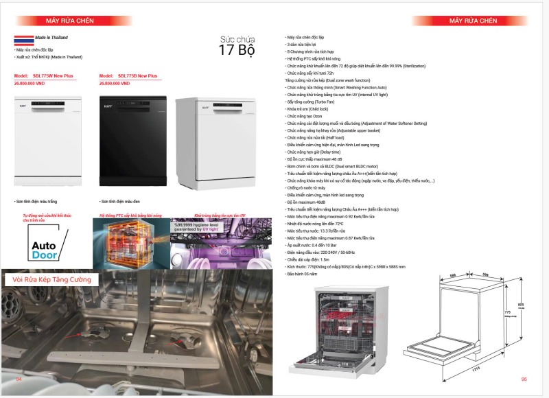 Máy rửa chén KAFF KF-SBL775B New Plus 35 Máy rửa chén KAFF KF-SBL775B New Plus