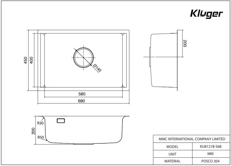Chậu rửa bát Kluger KU8121S-S68 19 Chậu rửa bát Kluger KU8121S – S68