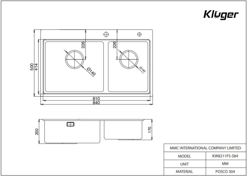 Chậu rửa bát Kluger KW8211S-S84 25 Chậu rửa bát Kluger KW8211S – S84