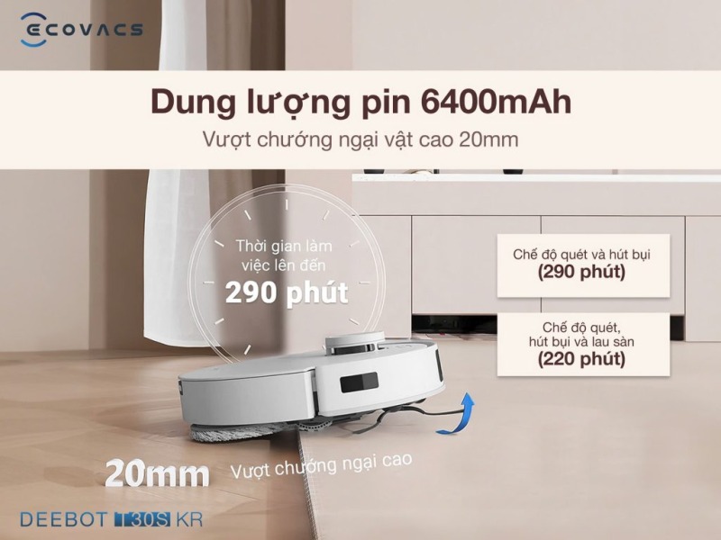 ROBOT HÚT BỤI LAU NHÀ ECOVACS DEEBOT T30S KR 50 ROBOT HÚT BỤI LAU NHÀ ECOVACS DEEBOT T30S KR