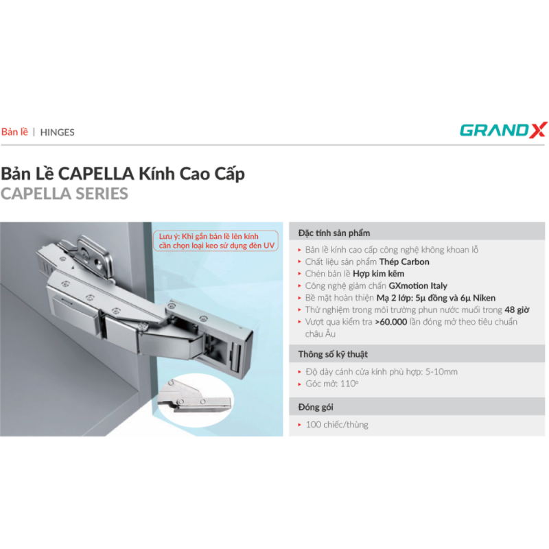 Bản lề kính cao cấp GRANDX XC.G1 6 Bản lề kính cao cấp GRANDX XC.G1