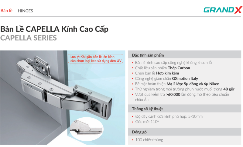 Bản lề kính cao cấp GRANDX XC.G2 6 Bản lề kính cao cấp GRANDX XC.G2
