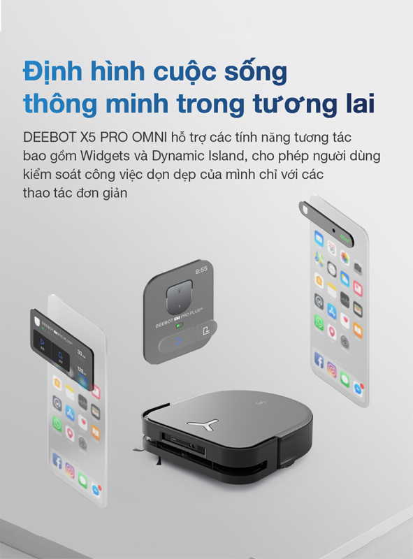 ROBOT HÚT BỤI LAU NHÀ ECOVACS DEEBOT X5 PRO OMNI 64 ROBOT HÚT BỤI LAU NHÀ ECOVACS DEEBOT X5 PRO OMNI