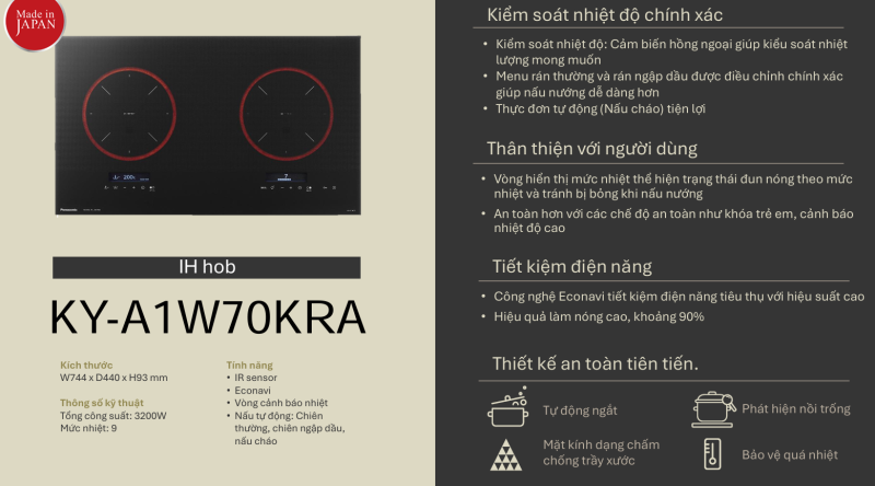 Bếp từ Panasonic KY-A1W70KRA 14 Bếp từ Panasonic KY-A1W70KRA