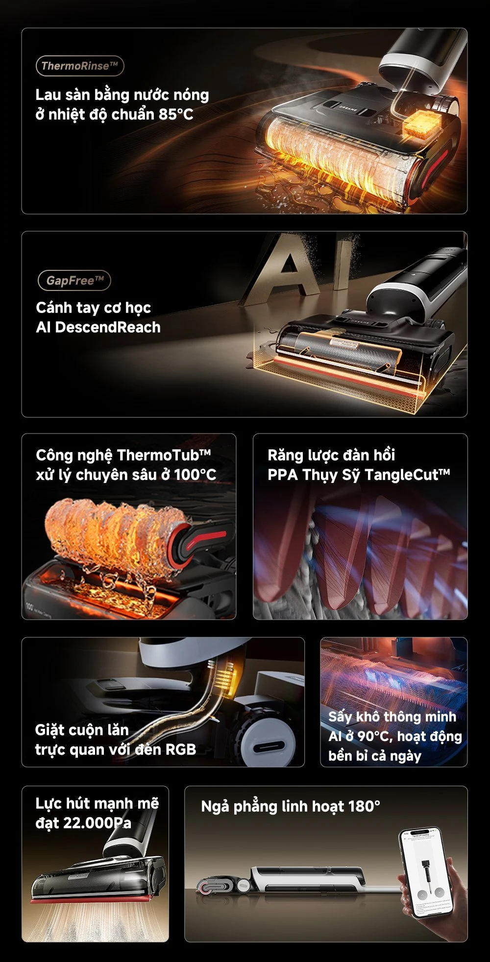 MÁY HÚT BỤI LAU NHÀ KHÔ VÀ ƯỚT DREAME H15 PRO HEAT 44 MÁY HÚT BỤI LAU NHÀ KHÔ VÀ ƯỚT DREAME H15 PRO HEAT