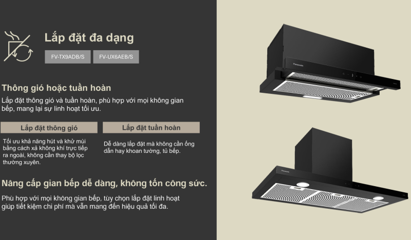 Máy hút mùi Panasonic FV-UX6AEB/S màu đen 8 Máy hút mùi Panasonic FV-UX6AEB/S màu đen