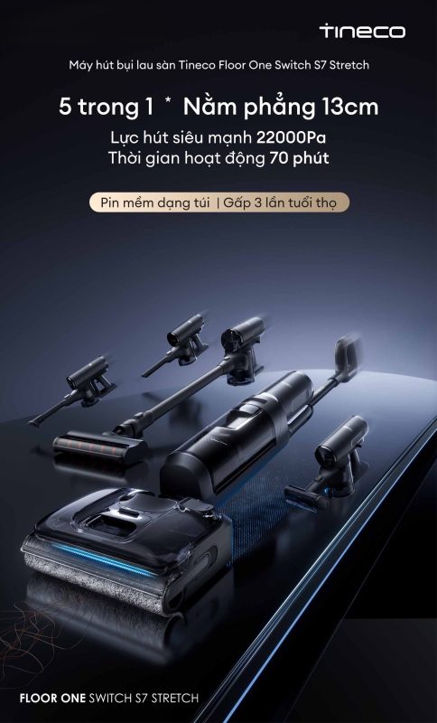 MÁY HÚT BỤI LAU NHÀ TINECO FLOOR ONE SWITCH S7 STRETCH 45 MÁY HÚT BỤI LAU NHÀ TINECO FLOOR ONE SWITCH S7 STRETCH