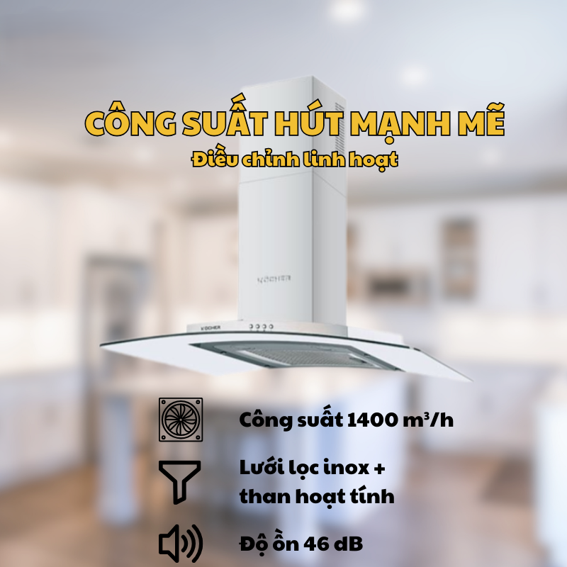 MÁY HÚT MÙI KOCHER K-228T 90CM 21 MÁY HÚT MÙI KOCHER K-228T 90CM