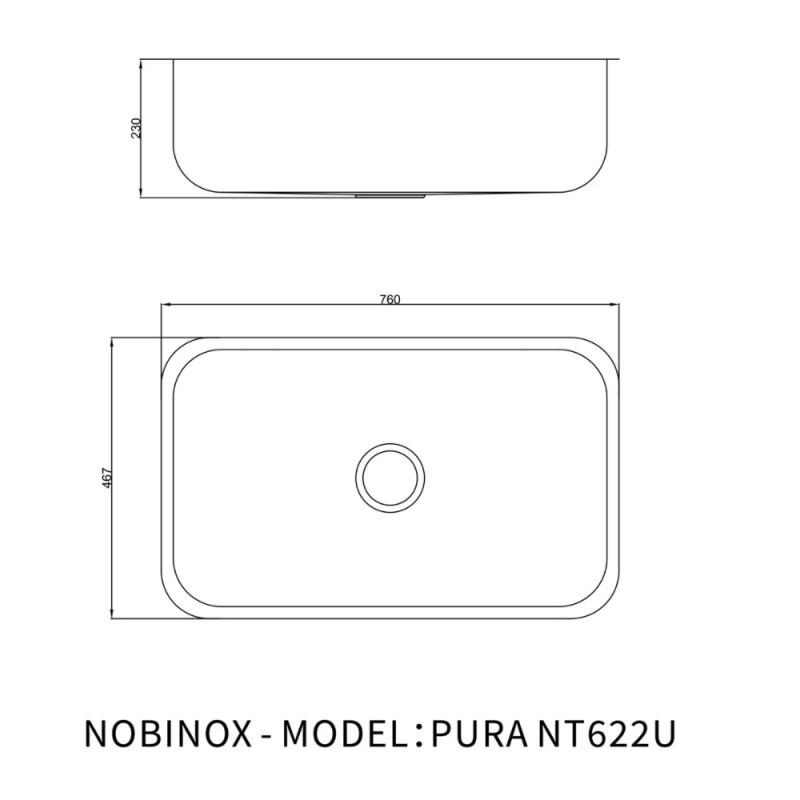 Chậu rửa bát NoBiNox PURA NT622U 19 Chậu rửa bát NoBiNox PURA NT622U