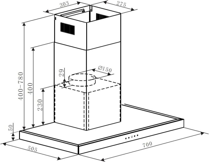 MÁY HÚT MÙI KOCHER K-225C PRO 70CM 9 MÁY HÚT MÙI KOCHER K-225C PRO 70CM