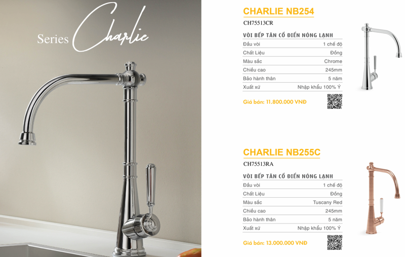 Vòi rửa bát NOBILI CHARLIE NB254 CH75513CR 20 Vòi rửa bát NOBILI CHARLIE NB254 CH75513CR