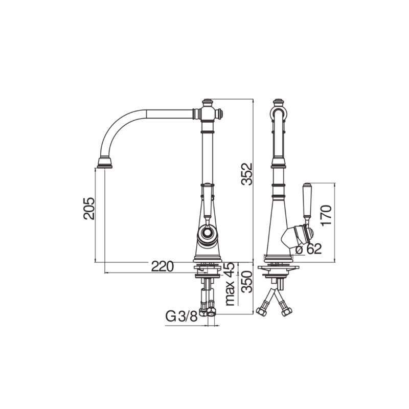 Vòi rửa bát NOBILI CHARLIE NB254 CH75513CR 19 Vòi rửa bát NOBILI CHARLIE NB254 CH75513CR