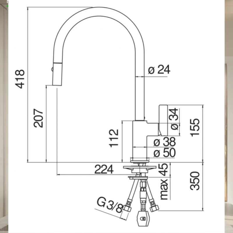 Vòi rửa bát NOBILI FLAG NB205 FL96137CR 25 Vòi rửa bát NOBILI FLAG NB205 FL96137CR