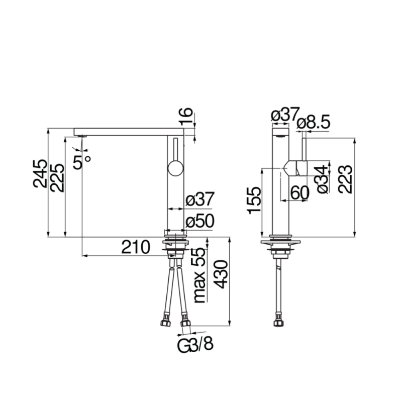 Vòi rửa bát NOBILI MATCH NB218B MH109113RJBM 21 Vòi rửa bát NOBILI MATCH NB218B MH109113RJBM