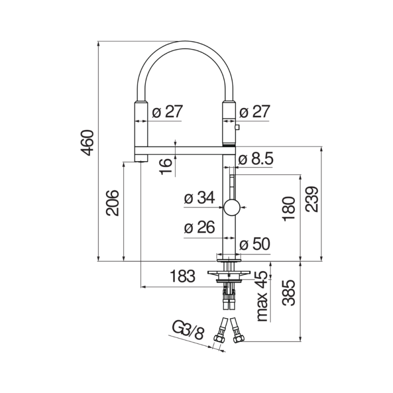 Vòi rửa bát NOBILI MOVE NB133S 21 Vòi rửa bát NOBILI MOVE NB133S