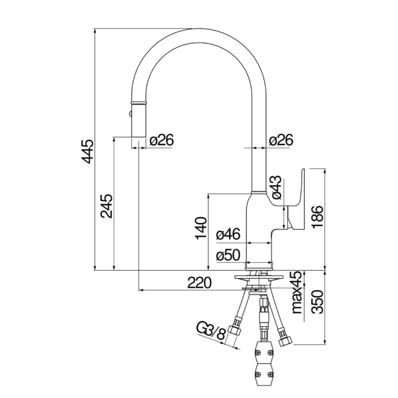 Vòi rửa bát NOBILI RING NB131L MP117137CR 25 Vòi rửa bát NOBILI RING NB131L MP117137CR