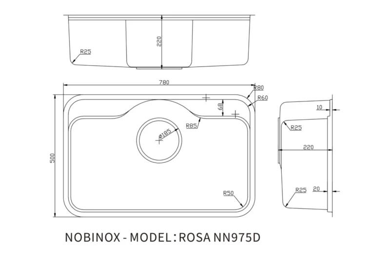 CHẬU RỬA BÁT NOBINOX ROSA NN975D 57 CHẬU RỬA BÁT NOBINOX ROSA NN975D