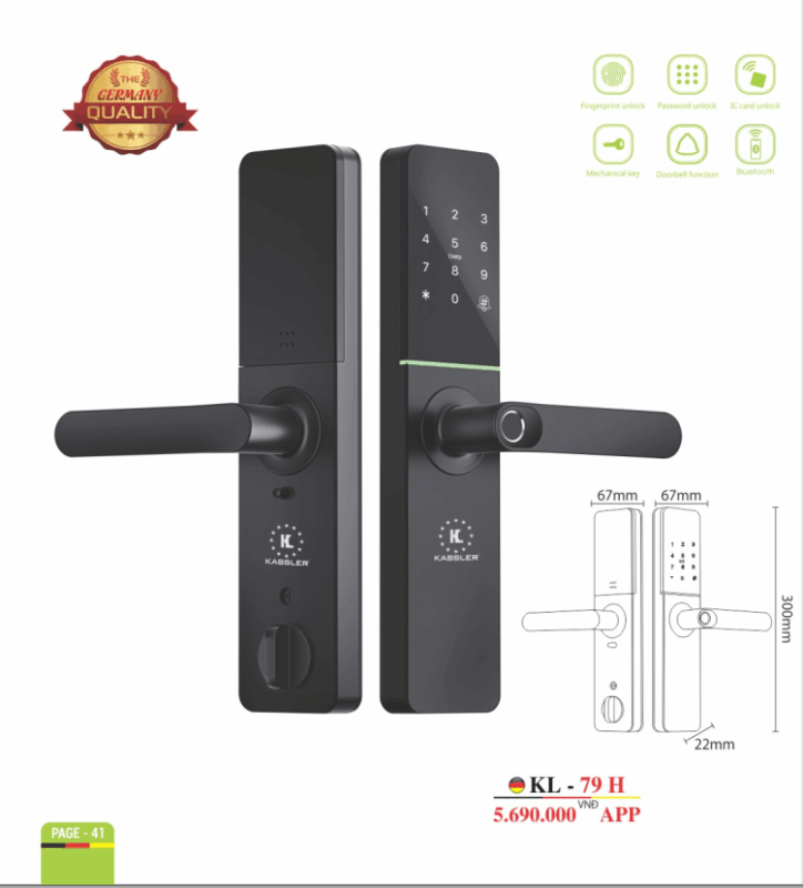 KHOÁ THÔNG MINH KASSLER KL-79H APP WIFI-REMOTE