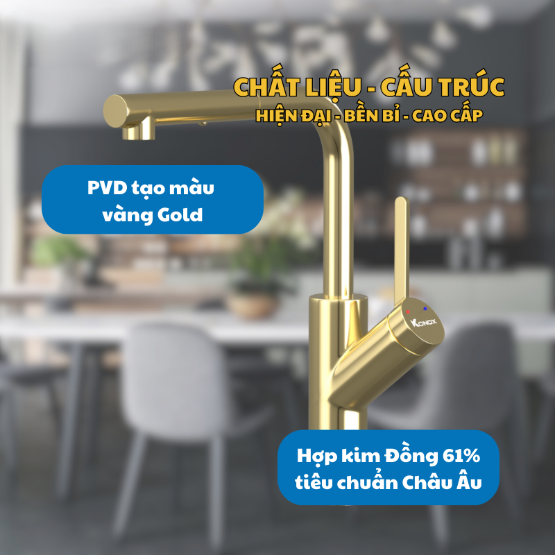 VÒI RỬA BÁT KONOX ARTAN GOLD 16 VÒI RỬA BÁT KONOX ARTAN GOLD