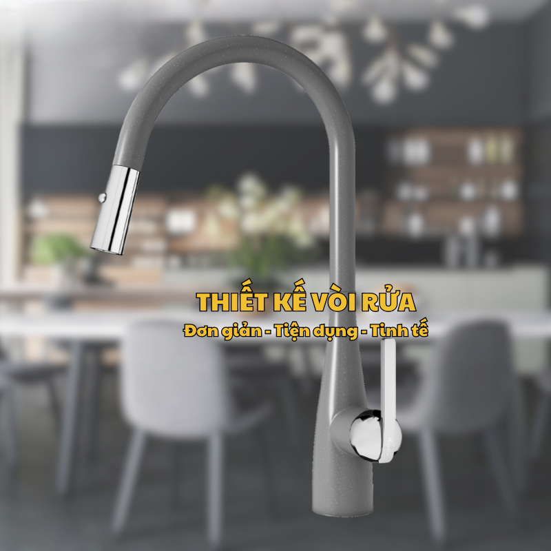 VÒI RỬA BÁT KONOX CURVA GREY 16 VÒI RỬA BÁT KONOX CURVA GREY