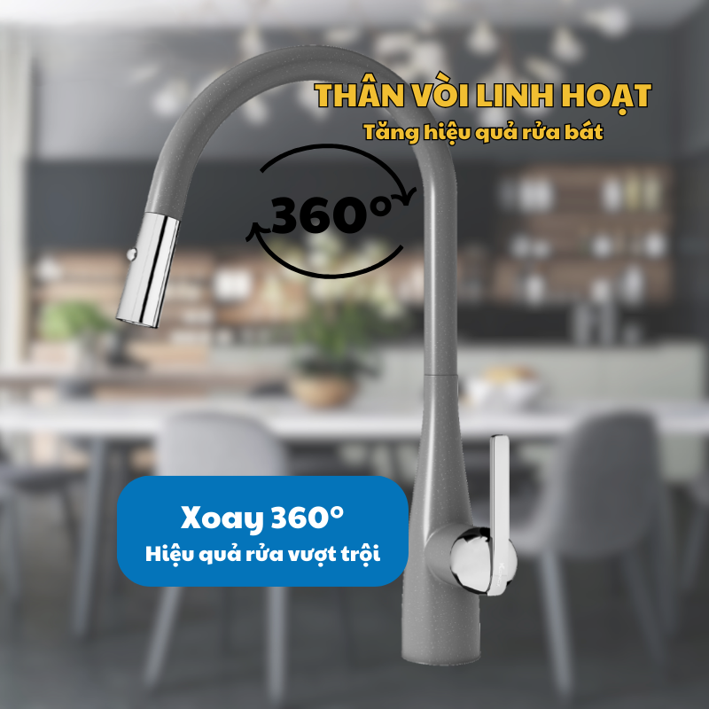 VÒI RỬA BÁT KONOX CURVA GREY 17 VÒI RỬA BÁT KONOX CURVA GREY