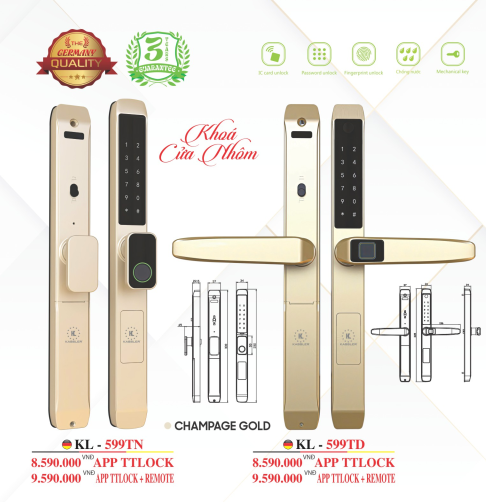 KHOÁ VÂN TAY KASSLER KL-599TN CHAMPAGNE GOLD APP-REMOTE 3 KHOÁ VÂN TAY KASSLER KL-599TN CHAMPAGNE GOLD APP-REMOTE