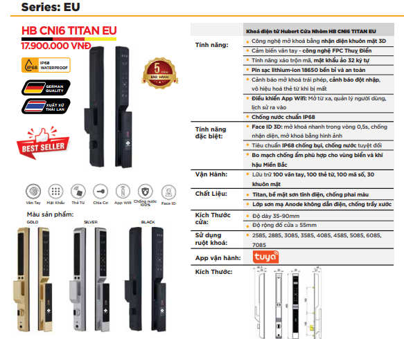 KHÓA VÂN TAY CỬA NHÔM HUBERT HB CNI6 TITAN EU BLACK 11 KHÓA VÂN TAY CỬA NHÔM HUBERT HB CNI6 TITAN EU BLACK