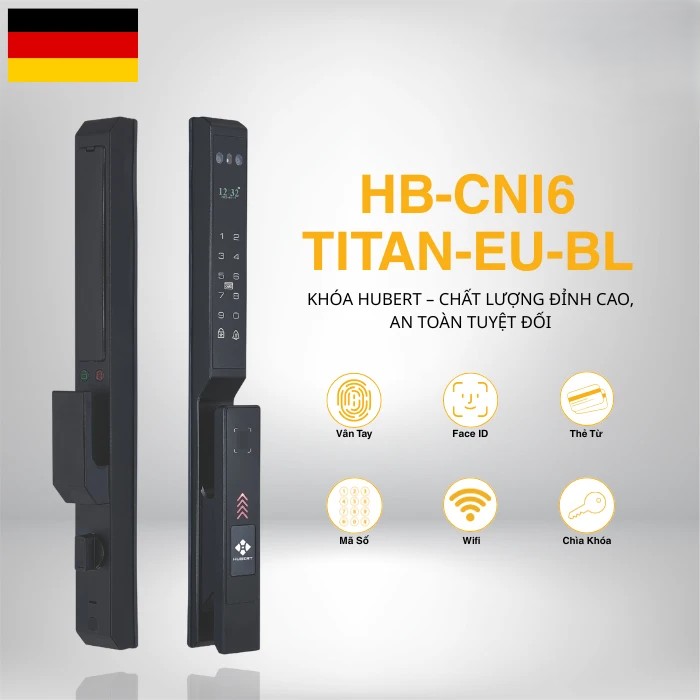 KHÓA VÂN TAY CỬA NHÔM HUBERT HB CNI6 TITAN EU BLACK 12 KHÓA VÂN TAY CỬA NHÔM HUBERT HB CNI6 TITAN EU BLACK
