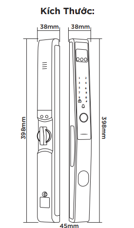 KHÓA VÂN TAY CỬA NHÔM HUBERT HB CN82F SILVER 23 KHÓA VÂN TAY CỬA NHÔM HUBERT HB CN82F SILVER