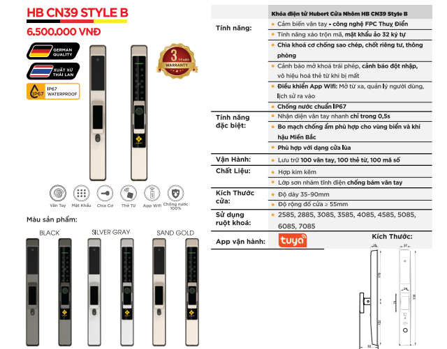 KHÓA VÂN TAY CỬA NHÔM HUBERT HB CN39 STYLE B BLACK 1 KHÓA VÂN TAY CỬA NHÔM HUBERT HB CN39 STYLE B BLACK