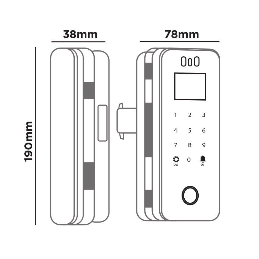 KHÓA CỬA KÍNH ĐIỆN TỬ HUBERT HB CK79F BLACK