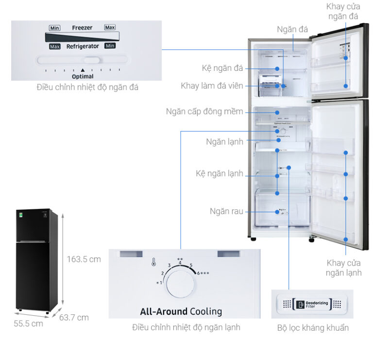 Tủ lạnh Samsung Inverter 256 lít RT25M4032BU/SV 1 Tủ lạnh Samsung Inverter 256 lít RT25M4032BU/SV