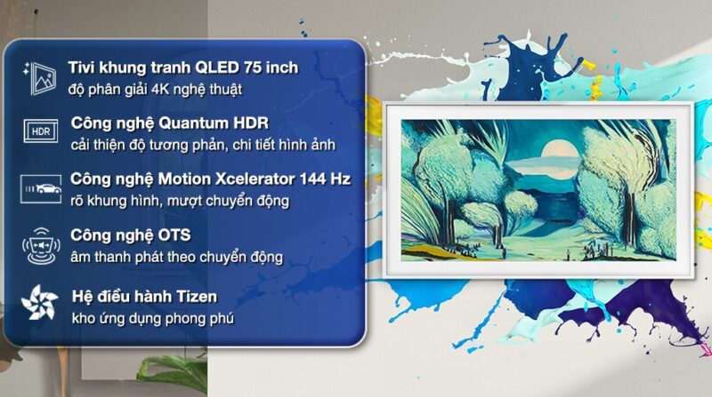Tivi Khung Tranh The Frame Samsung QLED 4K 75 Inch QA75LS03F 6 Tivi Khung Tranh The Frame Samsung QLED 4K 75 Inch QA75LS03F