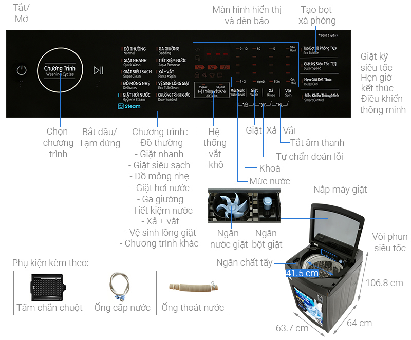Máy giặt Samsung Inverter 17 kg WA17CG6886BVSV 1 Máy giặt Samsung Inverter 17 kg WA17CG6886BVSV