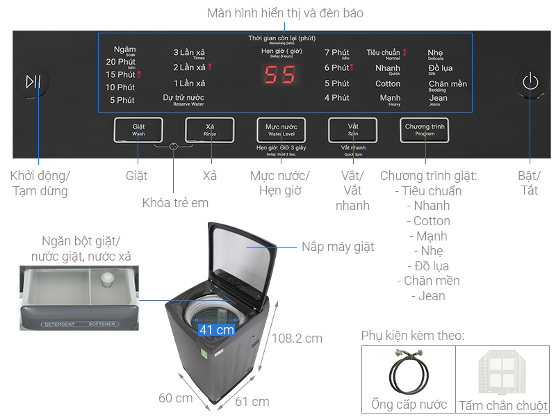 MÁY GIẶT AQUA 14 KG AQW-FR140UHT(SS) 29 MÁY GIẶT AQUA 14 KG AQW-FR140UHT(SS)