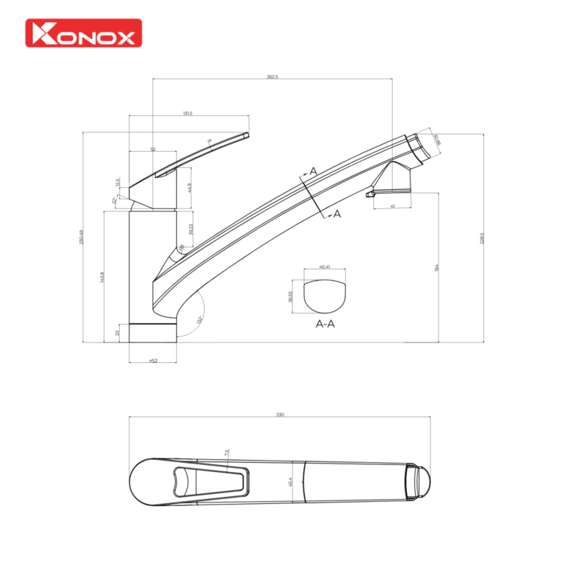 VÒI RỬA BÁT KONOX KIRA GUN METAL 9 VÒI RỬA BÁT KONOX KIRA GUN METAL