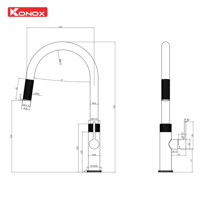 VÒI RỬA BÁT DÂY RÚT KONOX LASI CHROME 13 VÒI RỬA BÁT DÂY RÚT KONOX LASI CHROME