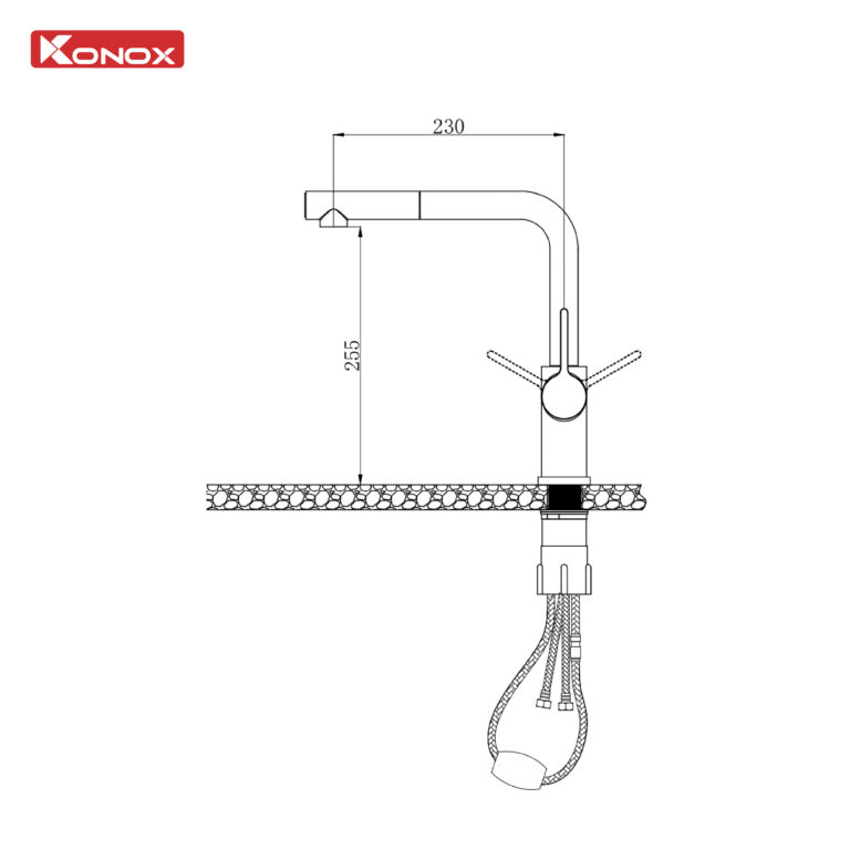 Vòi rửa bát dây rút Konox Lumo Smart Chrome 1 Vòi rửa bát dây rút Konox Lumo Smart Chrome
