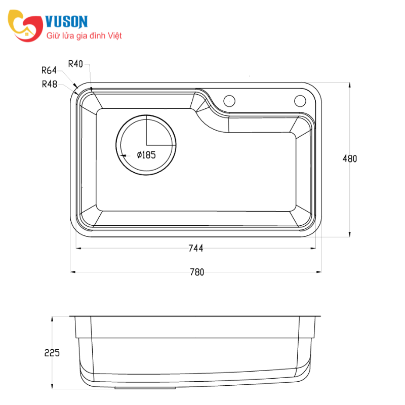 Chậu rửa bát Kluger KF7848FS-DO Basic 1 Chậu rửa bát Kluger KF7848FS-DO Basic