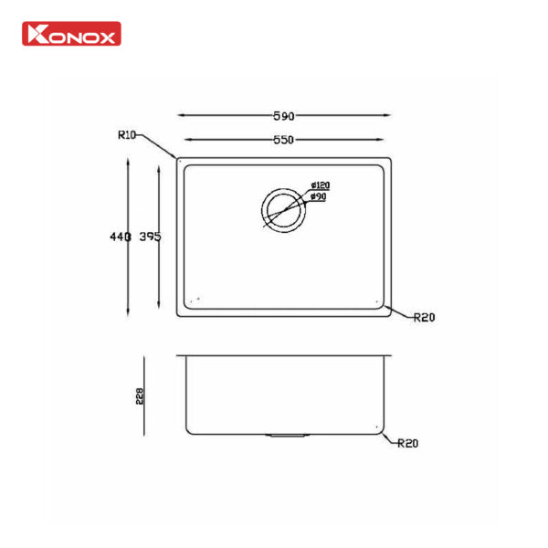 CHẬU RỬA BÁT KONOX TURKEY SINK NERON 590U 13 CHẬU RỬA BÁT KONOX TURKEY SINK NERON 590U