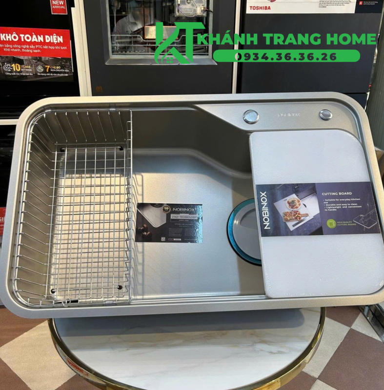 CHẬU RỬA BÁT 1 HỐ NOBINOX NOVA A182 TẶNG KÈM VÒI 8 CHẬU RỬA BÁT 1 HỐ NOBINOX NOVA A182 TẶNG KÈM VÒI