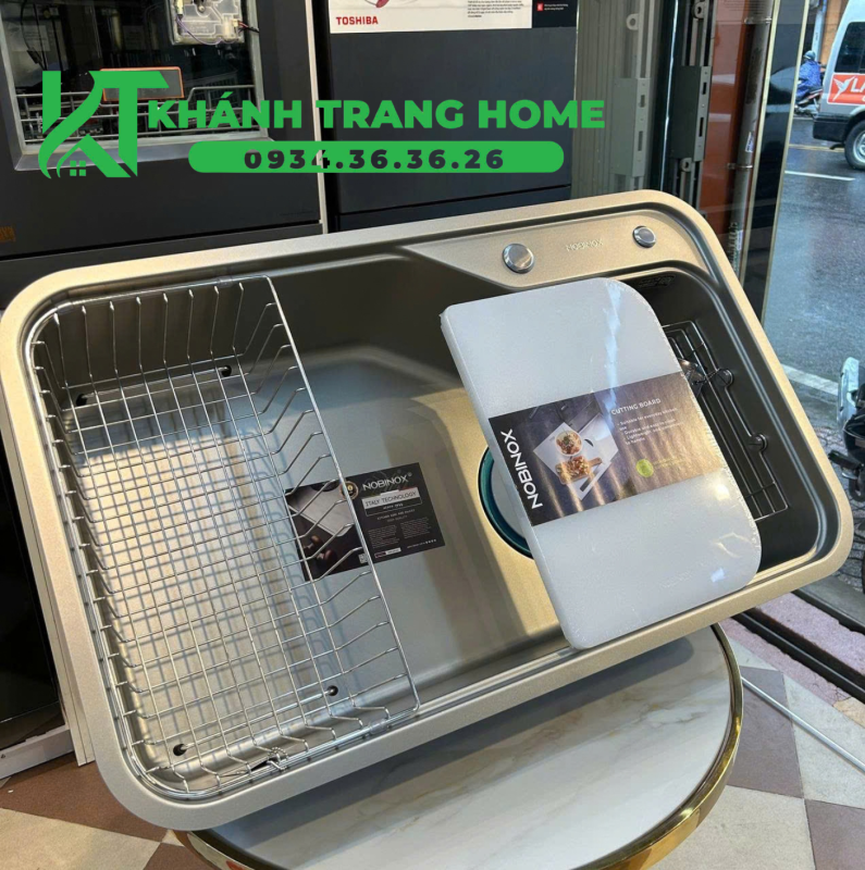CHẬU RỬA BÁT 1 HỐ NOBINOX NOVA A182 TẶNG KÈM VÒI 16 CHẬU RỬA BÁT 1 HỐ NOBINOX NOVA A182 TẶNG KÈM VÒI