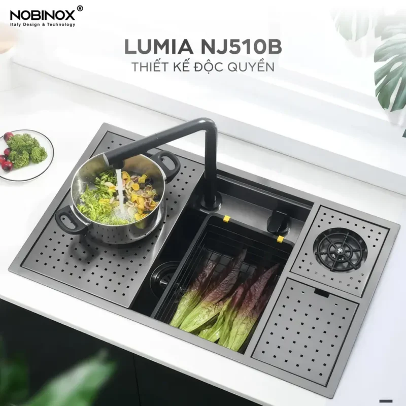 CHẬU RỬA BÁT NOBINOX LUMIA NJ510B TẶNG KÈM VÒI 5 CHẬU RỬA BÁT NOBINOX LUMIA NJ510B TẶNG KÈM VÒI
