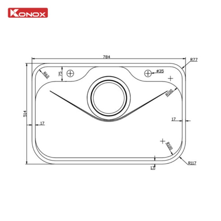 Chậu rửa bát phong cách Nhật chống xước Konox Tari Smart 7851 5 Chậu rửa bát phong cách Nhật chống xước Konox Tari Smart 7851