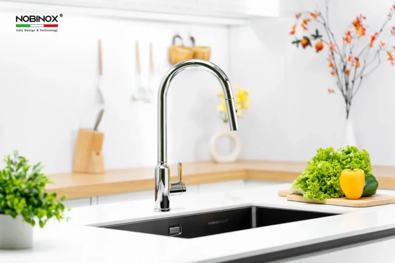 VÒI RỬA BÁT DÂY RÚT NOBINOX IVY NX202 1 VÒI RỬA BÁT DÂY RÚT NOBINOX IVY NX202