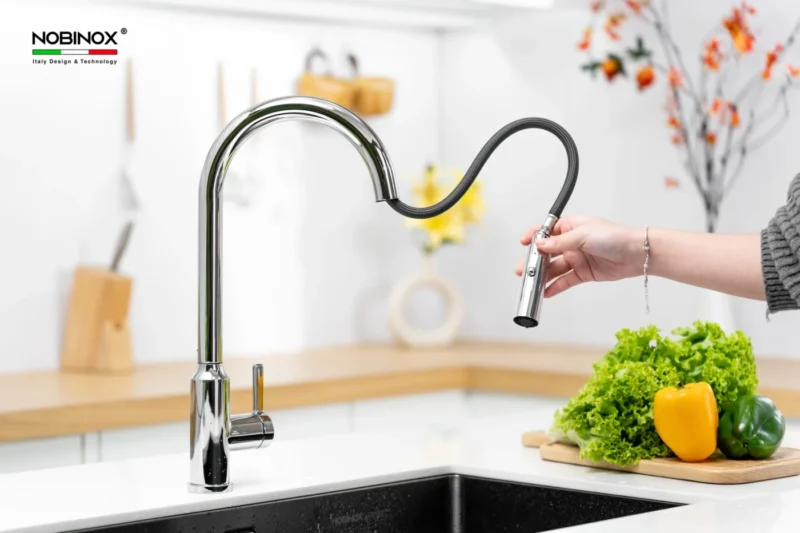 VÒI RỬA BÁT DÂY RÚT NOBINOX IVY NX202 14 VÒI RỬA BÁT DÂY RÚT NOBINOX IVY NX202