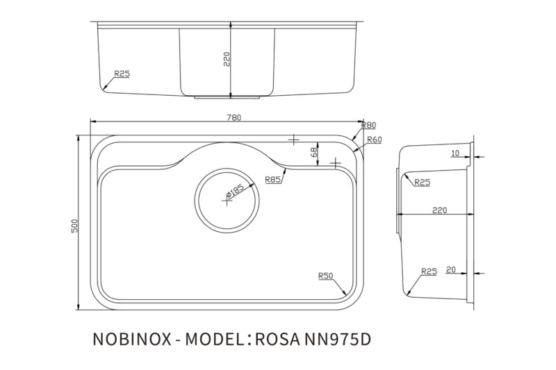 CHẬU RỬA BÁT NOBINOX ROSA NN975D TẶNG KÈM VÒI 1 CHẬU RỬA BÁT NOBINOX ROSA NN975D TẶNG KÈM VÒI