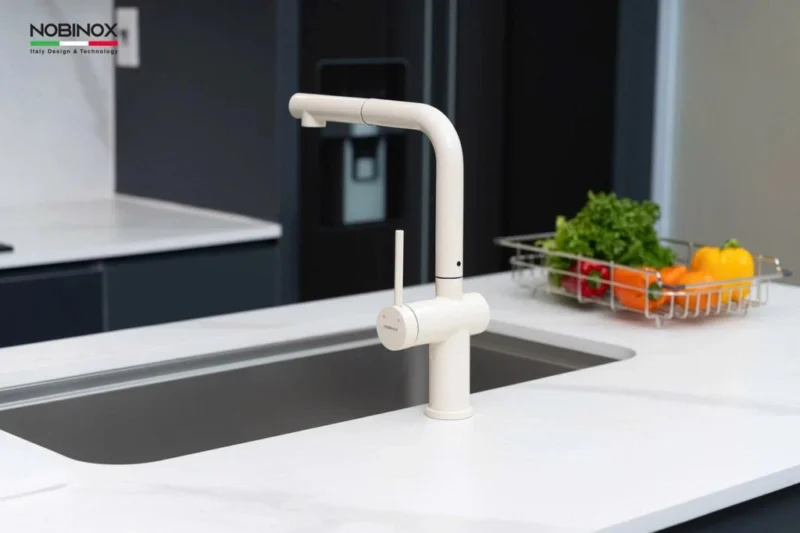 VÒI RỬA BÁT DÂY RÚT NOBINOX BIANCO NX602 2 VÒI RỬA BÁT DÂY RÚT NOBINOX BIANCO NX602